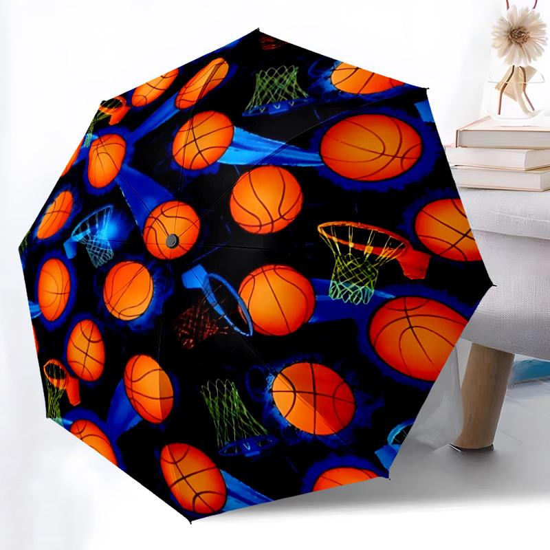 1pc Basketball Hoops Open/Close Folding Umbrella, All- Portable Umbrella for & Men, Stylish Accessory (Holiday Gift) 8-Rib yy251213106