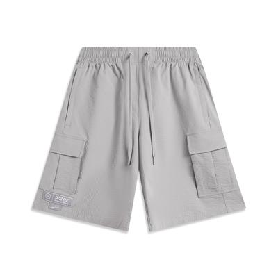 Li Ning Баскетбольная серия Однотонные Универсальные Удобные Простые Спортивные шорты Мужские шорты Геологический-серый AKSV019-3