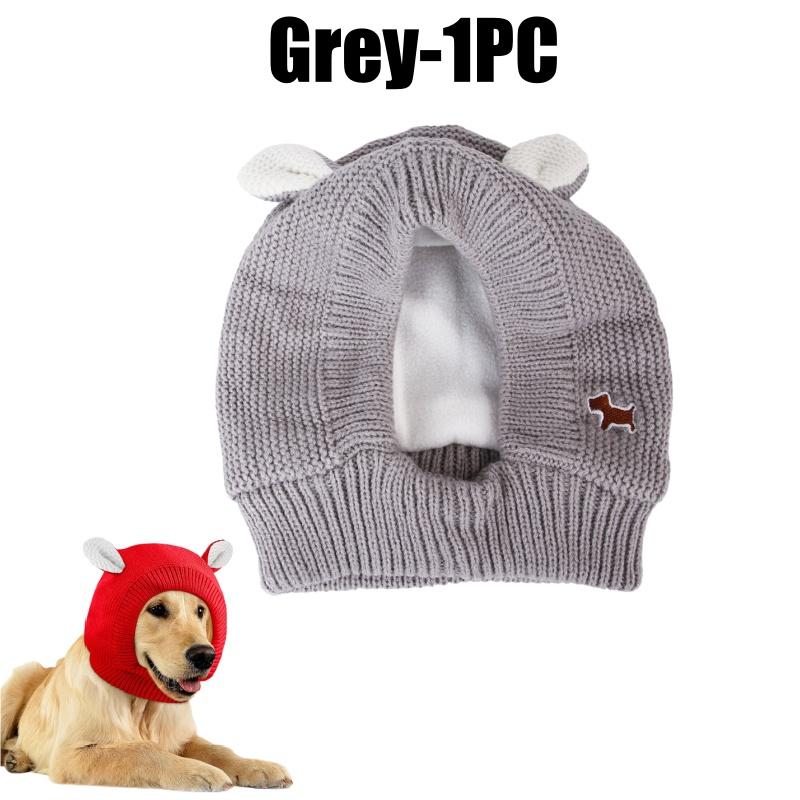 Dog Noise Protection Earmuffs Warm Knitted Winter Hat With Ear Covers Anxiety Relief For Medium Large Breed Canine