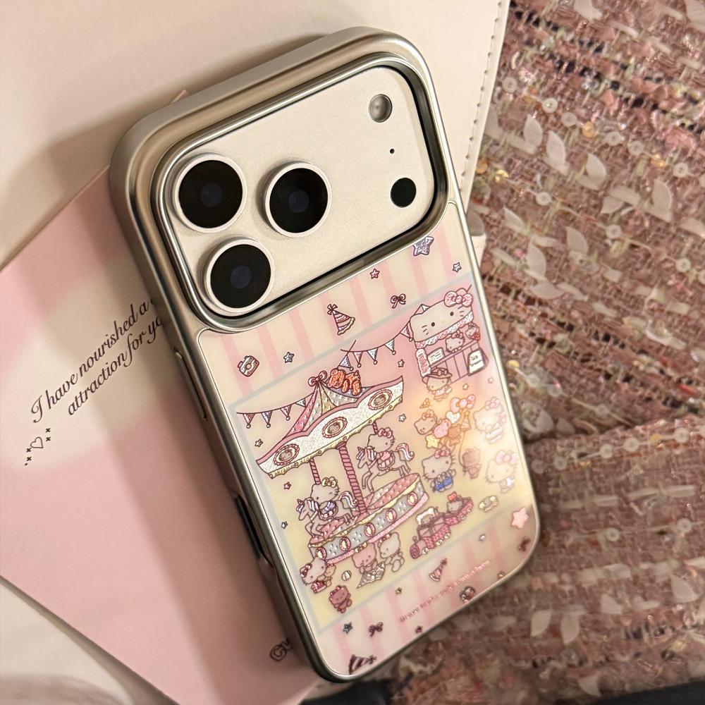 Чехол для телефона Apple iPhone 17 Pro Max, подходящий для парка развлечений, Мультяшный чехол для телефона IPhone 16 с золотой полоской