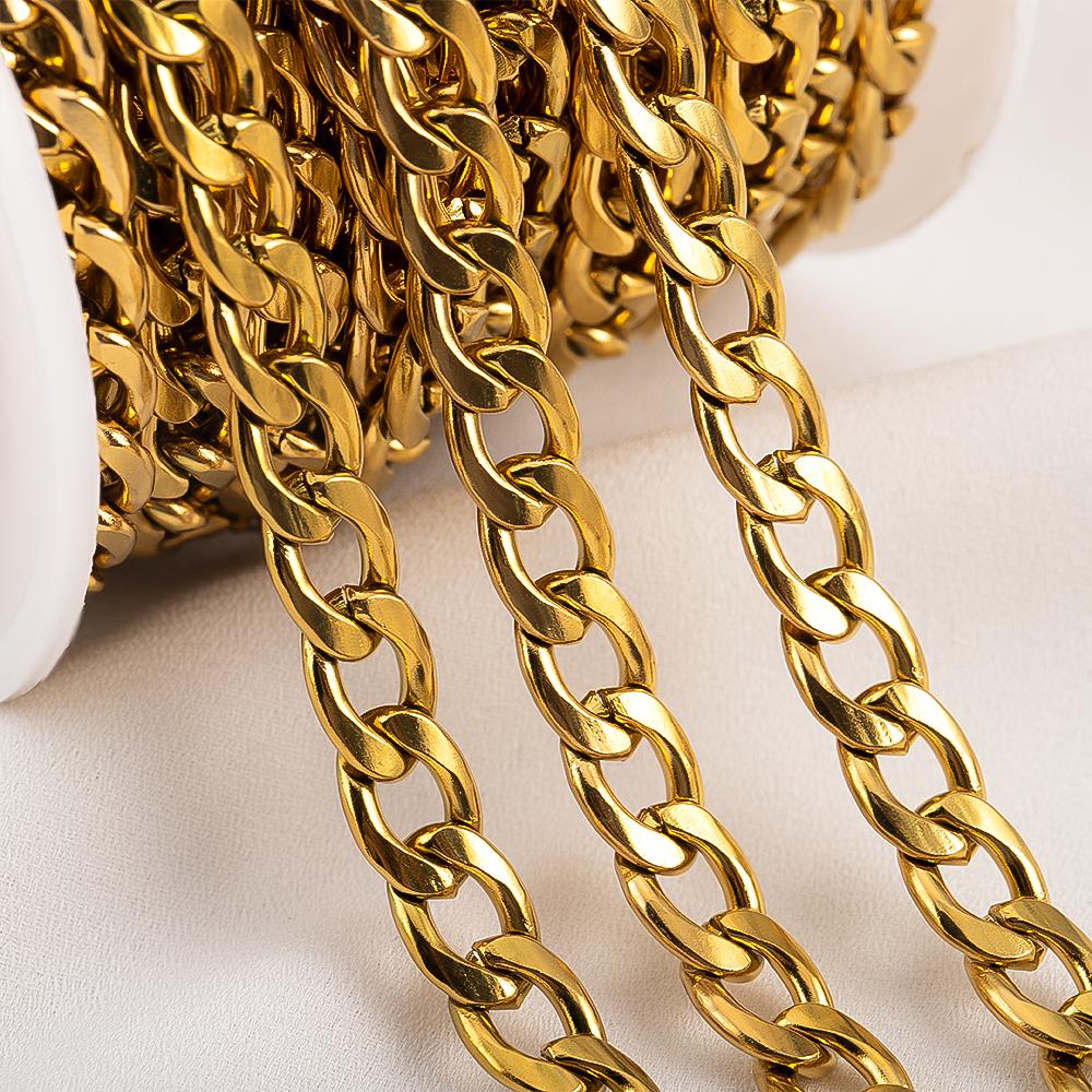 1Meter 2Meters 3-7mm Stainless Steel Cuban Link Cable Chains for DIY Necklace Bracelet Anklet Jewelry Making Accessory