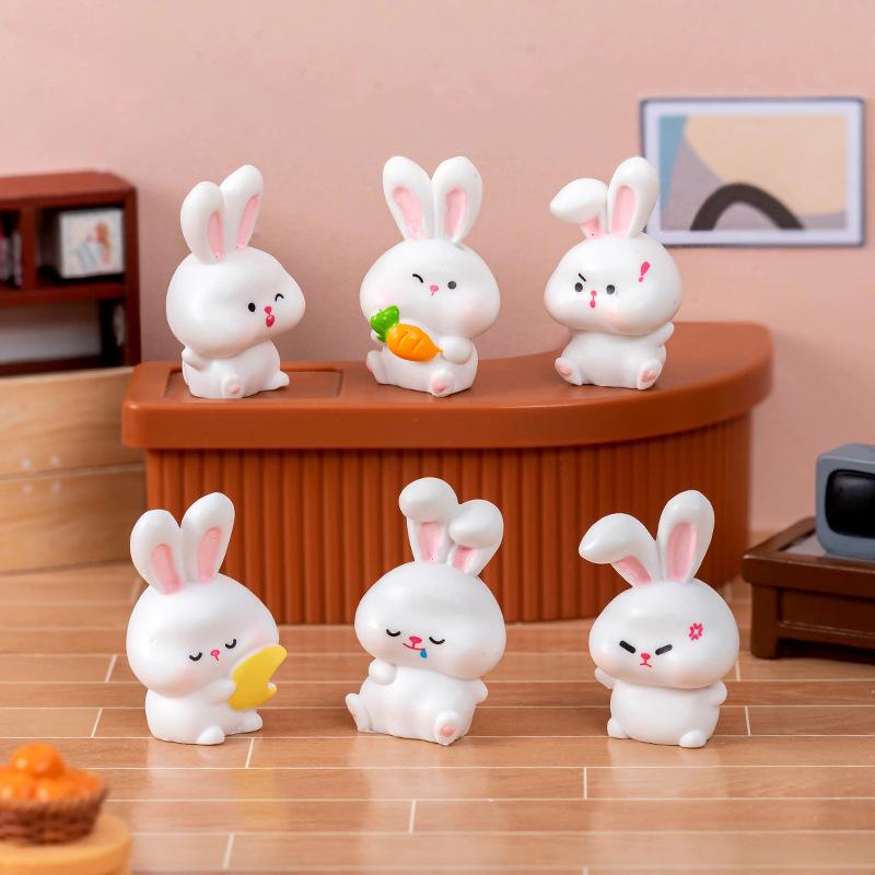 8 шт. светящийся мини-кролик орнамент мультяшный кролик фигурка микро пейзаж автомобиль интерьер настольное украшение