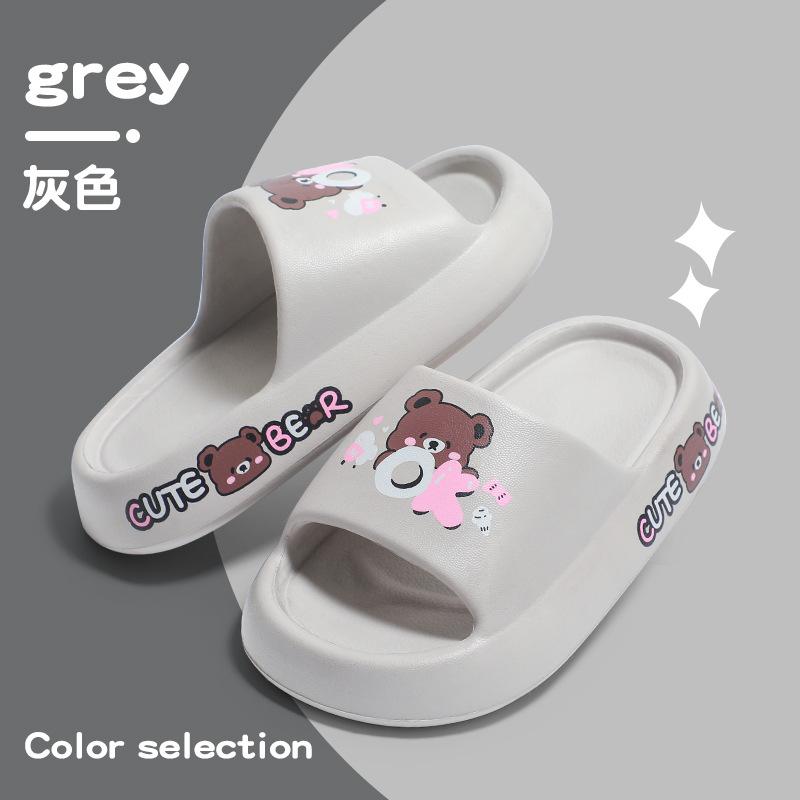 Cute Bear EVA Kids Slippers Soft Non Slip One Piece Sandals For Boys Girls Home And Outdoor Wear