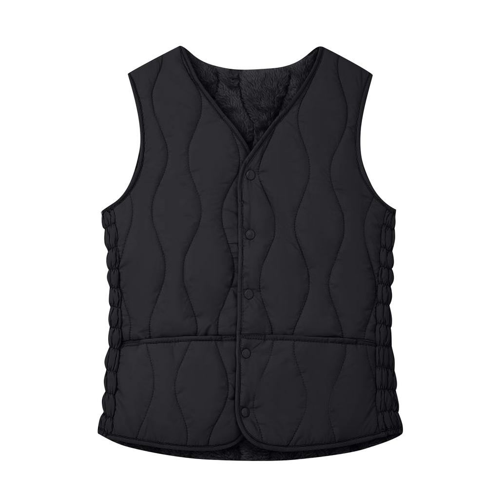 Женский модный жилет на пуговицах однотонного цвета со стоячим воротником и карманами