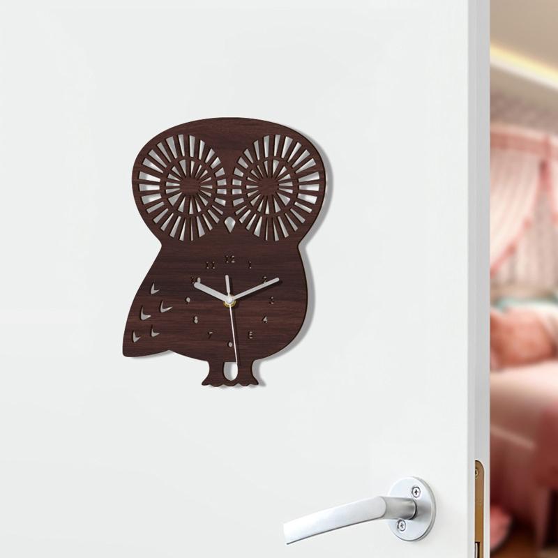 Деревянные часы-сова, подвесное деревянное украшение, бесшумные часы без тиканья для дома, спальни, гостиной, настенное украшение