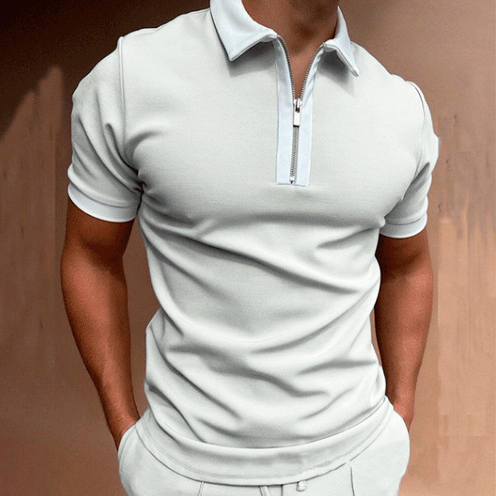 Мужская футболка с короткими рукавами, застежкой-молнией и обтягивающим воротником сзади, летняя футболка для гольфа, дышащая уличная одежда