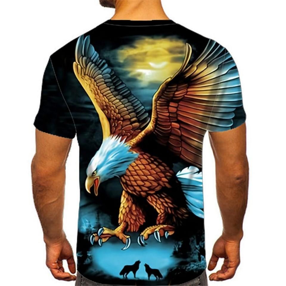 Night Eagle T-shirt 3d Print T Shirt Summer Men's Oversized Short Sleeve Tops Tees Men's Designer Clothing