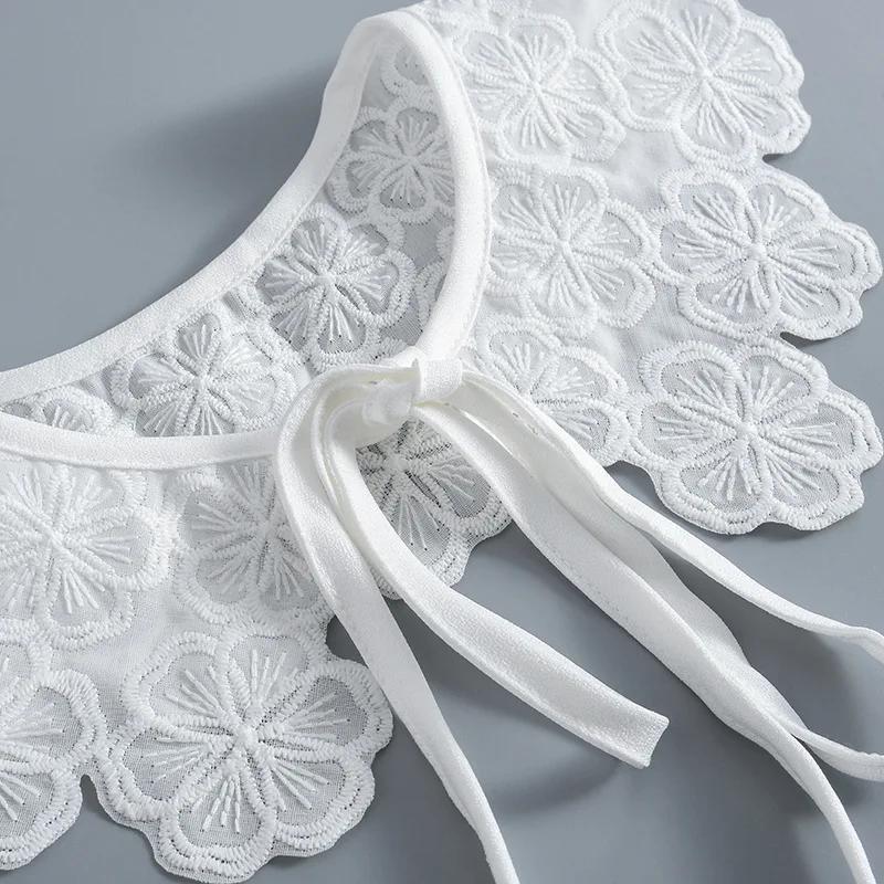 Cotton Lapel False Collar for Women Doll Ruffled Shoulder Wraps White Fake Collar Necktie for Shirt Detachable Collar Fuax Cols