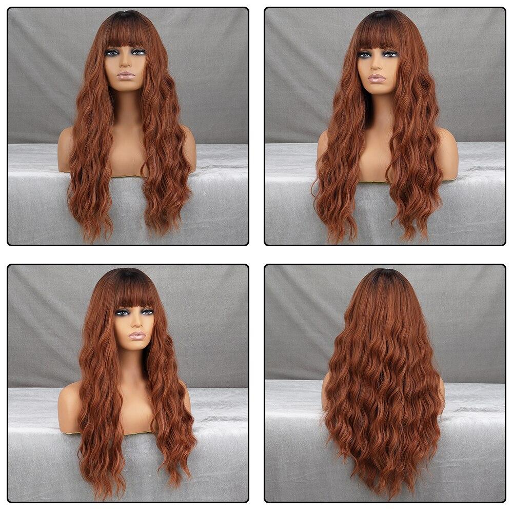 XINRAN Парик с длинными волнами, коричневый, средняя часть, черный, женский парик из синтетического высокотемпературного волокна, подходит для повседневного ношения, парики для косплея