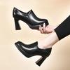 Pointed High Heels Women's Autumn New Waterproof Platform Thick Heel Fashion Shoes Cowhide Deep Mouth Single Shoes Ankle Boots