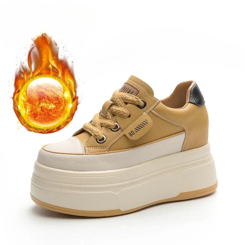 9 см натуральная кожа платформа кроссовки танкетка обувь для женщин дышащие кроссовки осенняя повседневная обувь скрытый каблук zapatillas mujer