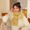 New Autumn And Winter Scarf For Women With A High-End Feel Solid Color Tassel Knitted Shawl Versatile And Warm Thick Scarf
