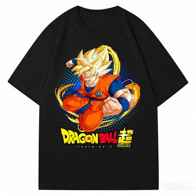 Футболка Dragon Ball Super Сон Гоку Супер Сайян Аниме Графический Принт Чистый Хлопок Круглый Вырез Повседневный Хай-стрит Топы Для Мужчин Женщин
