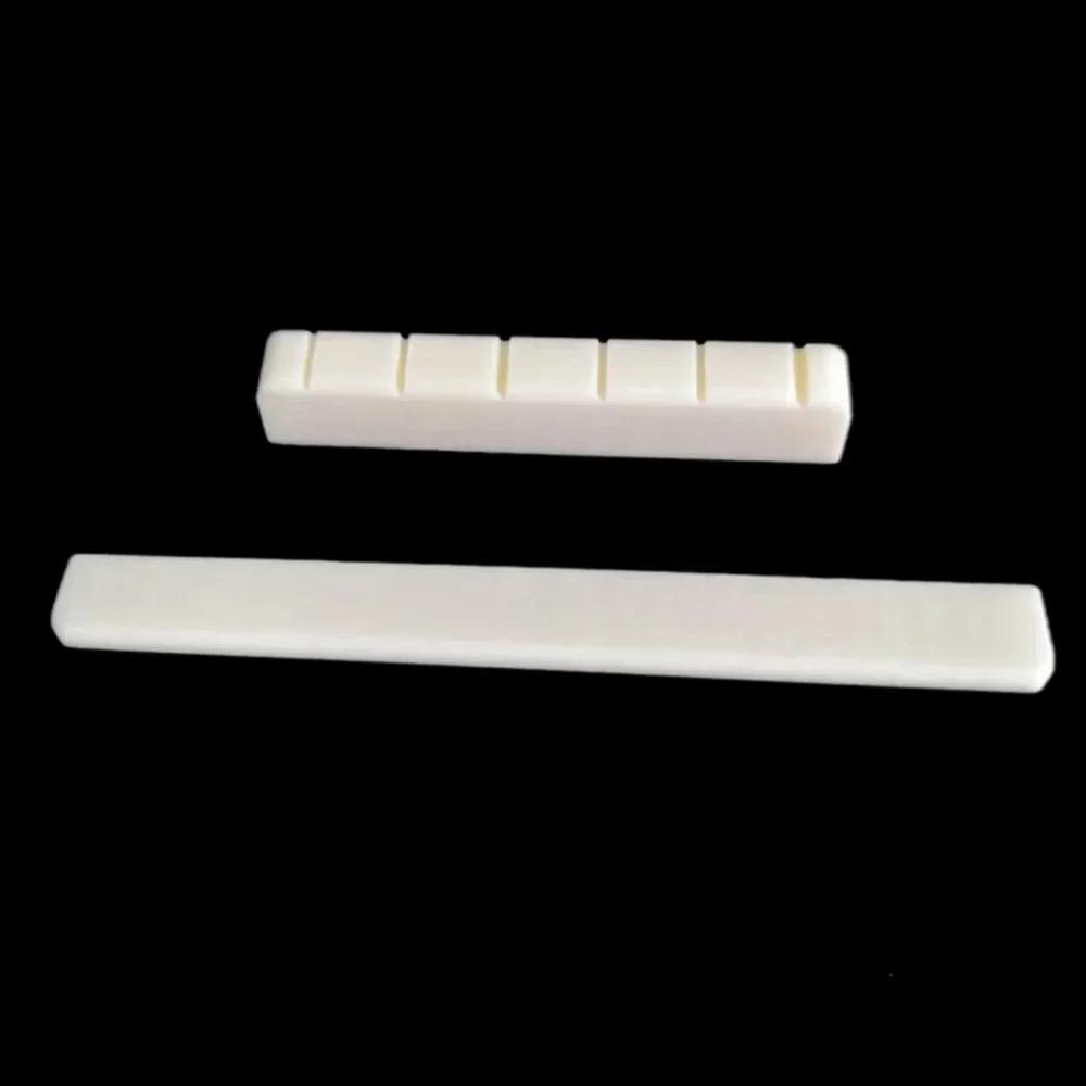 6 String Classical Guitar Nut/Saddle Set - Cattle Bone Bridge Parts 80mm/52mm Size for Acoustic, Ivory White Tone