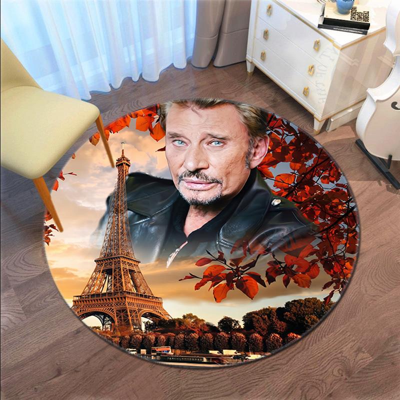 French legendary rock singer and actor Johnny Hallyday Round Carpet Soft Home Decoration Corridor Table and Chair Anti slip Outdoor Floor Mat rug H9