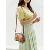 Mini Colorblock Crossbody Bag Retro Rhombus Pattern Purse Fashion Shoulder Bag for Women Casual