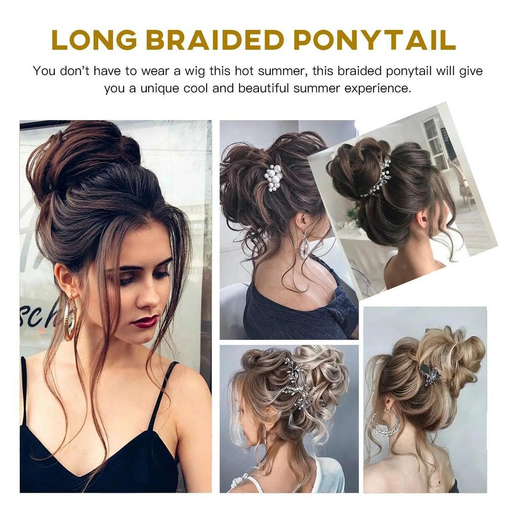 ALAN EATON Зажим для когтей, грязная булочка для женщин, синтетический волнистый вьющийся хвостик, шиньон для повседневной носки, многоцветный вариант, 10 дюймов