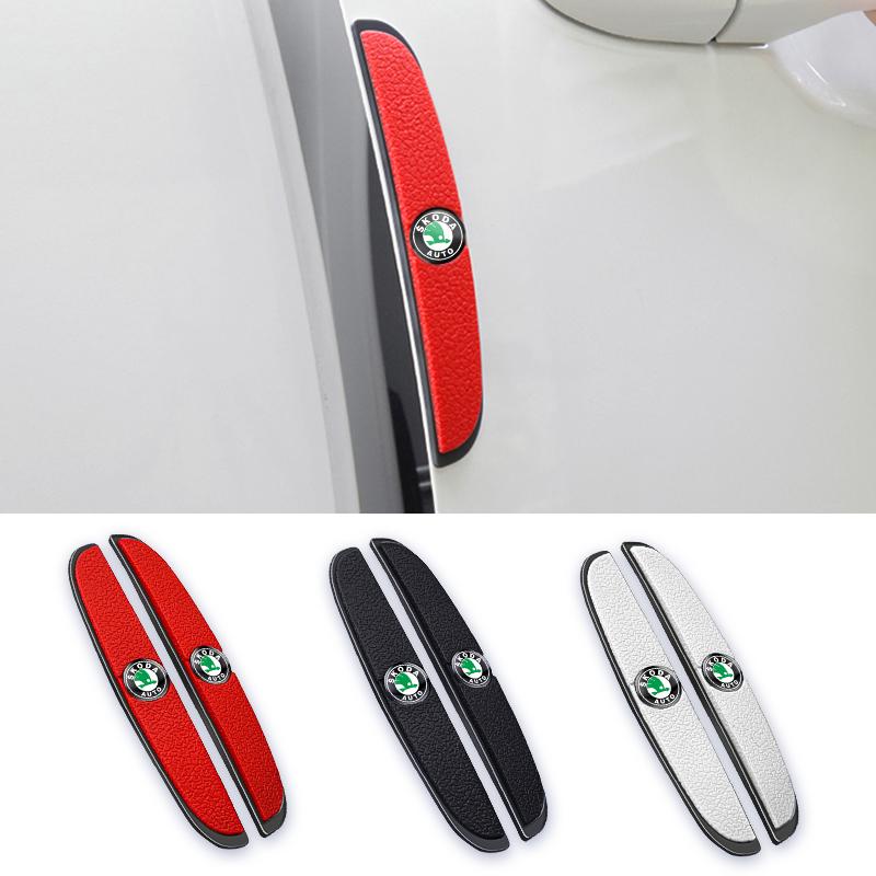 NYDM6 4Pcs Car Door Bumper Anti-collision Rubber Stickers For Skoda Octavia MK2 MK 2 3 A5 A7 A8 Fabia Karoq Superb Rapid Kamiq Scala