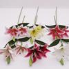 Simulated 3-head lily 3D film fake flower home living room decorative flower