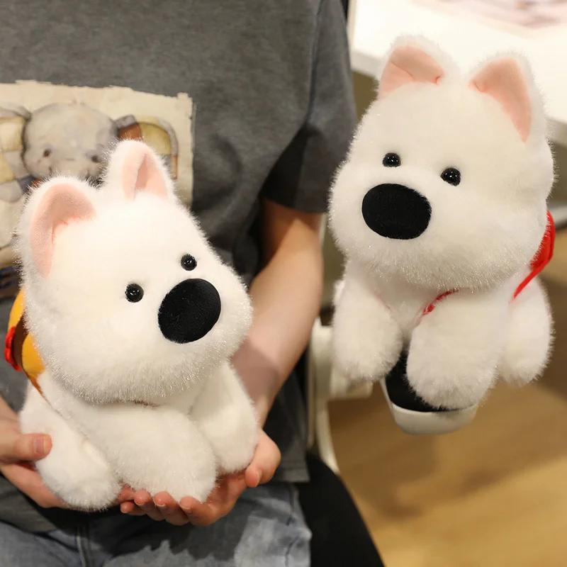 Stuffed Dog Plush Toy Soft West Highland White Terrier Dolls Cartoon Puppy Burger Fries Bag Pillow Kawaii Gifts for Birthday