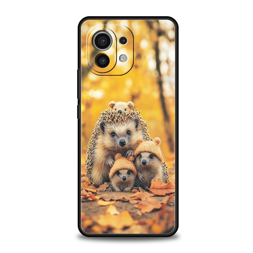 Phone Case Cover for Xiaomi Poco F7 F6 F5 F4 F3 X7 X6 X5 X4 X3 NFC M4 C51 C55 GT Pro Soft TPU Fundas Autumn Cute Hedgehog Design