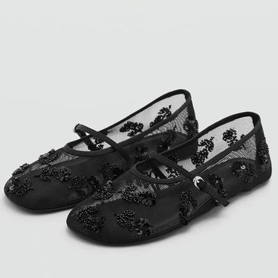 Модные роскошные балетки с сеткой, бусинами, фирменные, женские, модные, с пайетками, с пряжкой, Мэри Джейн, удобные, с круглым носком, неглубокие, повседневные