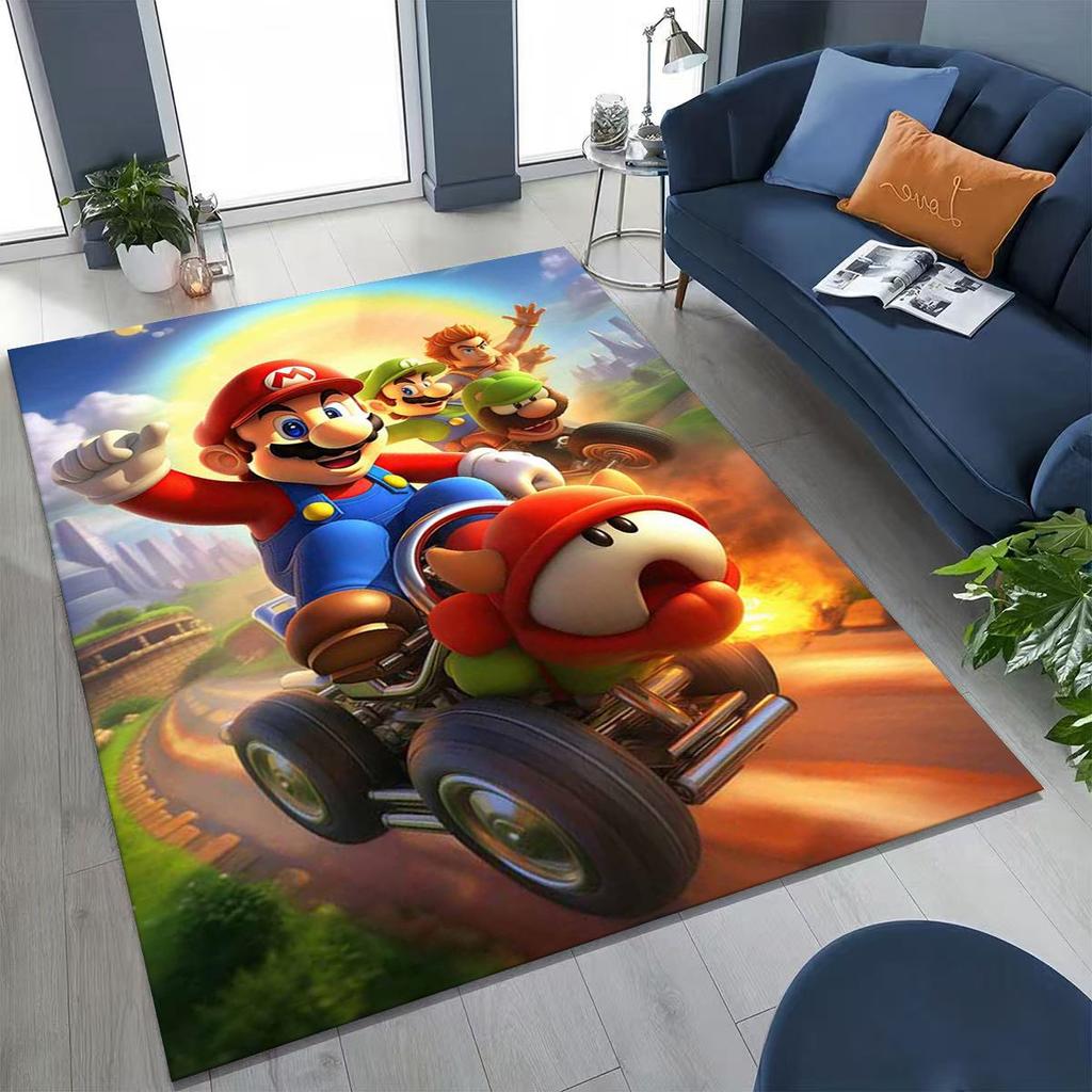 2026 New Retro Mario Cartoon Gift Rug for Bedroom Living Room Sofa Home Doormat Decor, Large Kids Play Non-slip Floor Mat