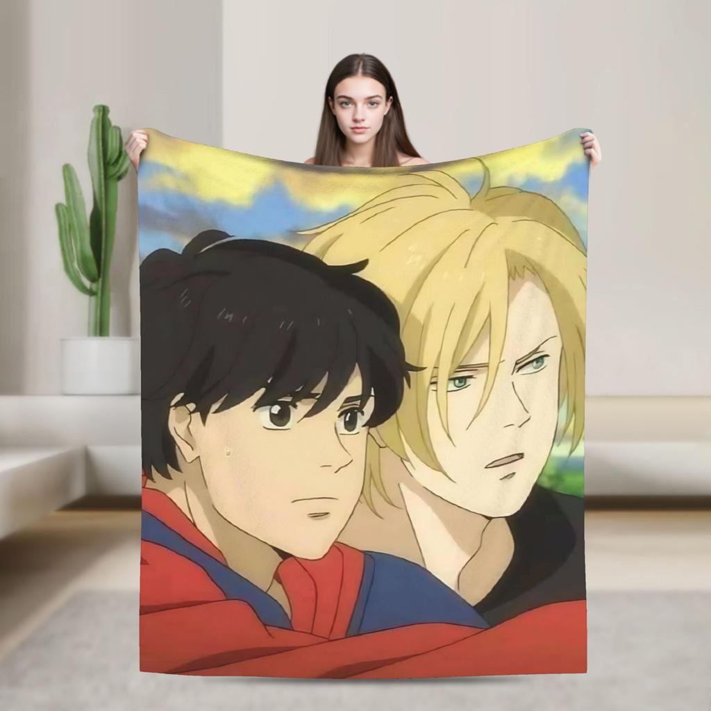 Banana Fish Anime Throw Blanket for Couch  Soft Fuzzy Plush Blanket 50x60 Inch Multiple Sizes Bedspreads for All Seasons