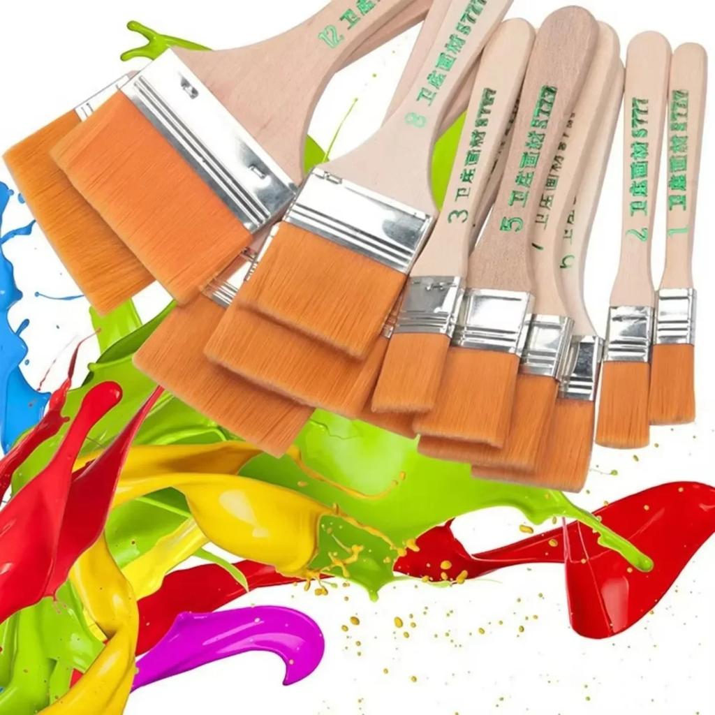 12Pcs Nylon Paint Brush Set - High-Quality Synthetic Bristles For Acrylic, Oil, Watercolor, Drawing, And Art Supplies