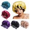 Elastic Band Double-layered Night Sleep Cap Satin Bonnet Hair Loss Beanies Hair Care Head Cover
