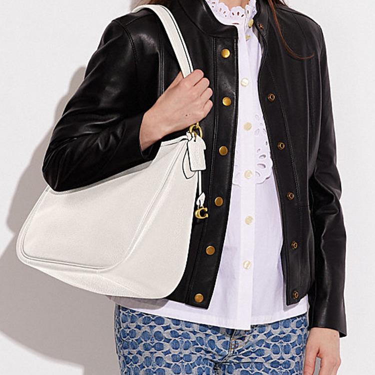 New COACH Cary Soft Pebble Texture Cow Leather Handbag, Crossbody Bag, Shoulder Bag Women's Chalk White CC435-B4HA