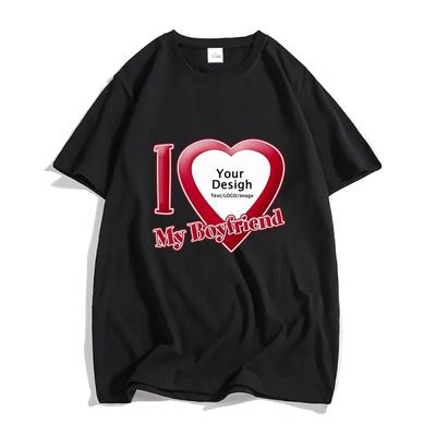 Футболка DIY I Love My Boyfriend Girlfriend Для Мужчин Женщин На Заказ Фото С Коротким Рукавом Футболка Топы Настроить Футболку