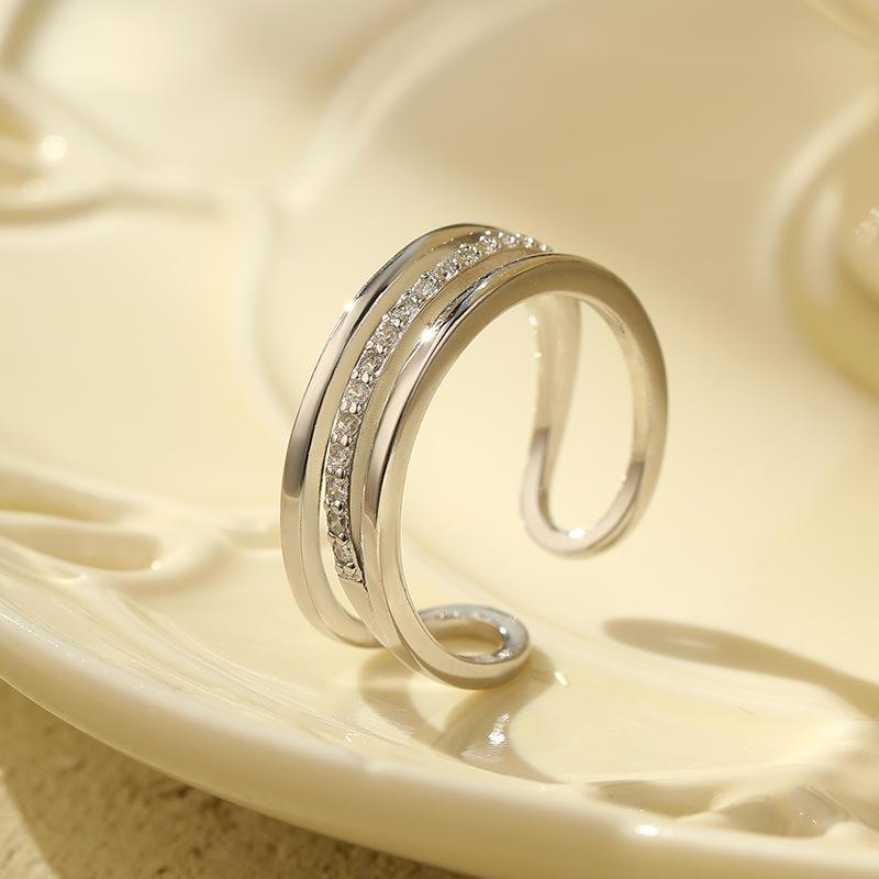 Кольцо Banyan Tree S925 Silver с тремя слоями бриллиантов, регулируемое для женщин