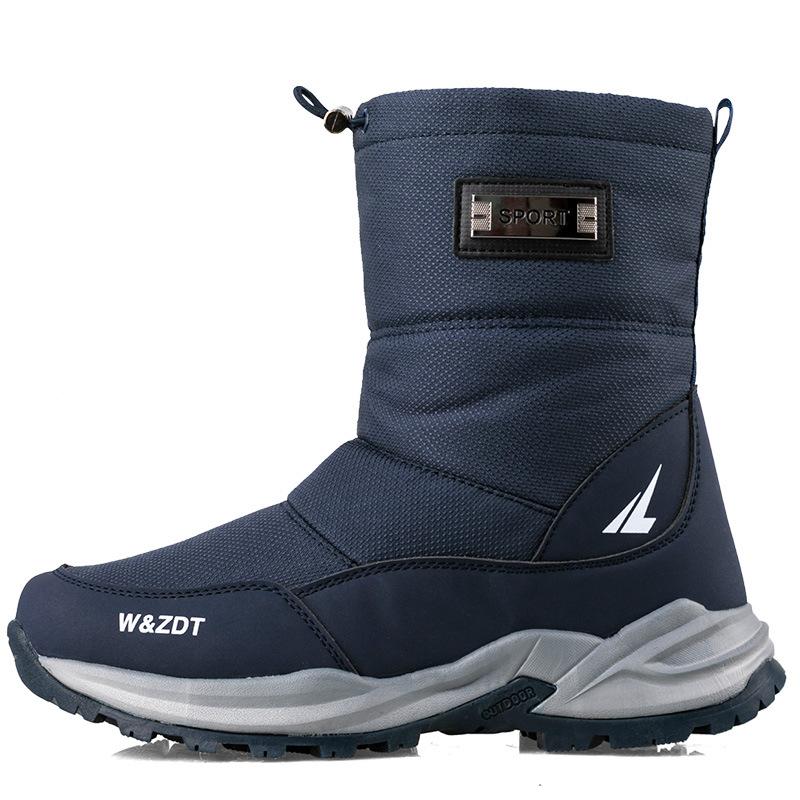 Men's Winter Shoes Cotton Waterproof Leather Men Warm Sneakers Non-slip Men Walking Hiking Shoes