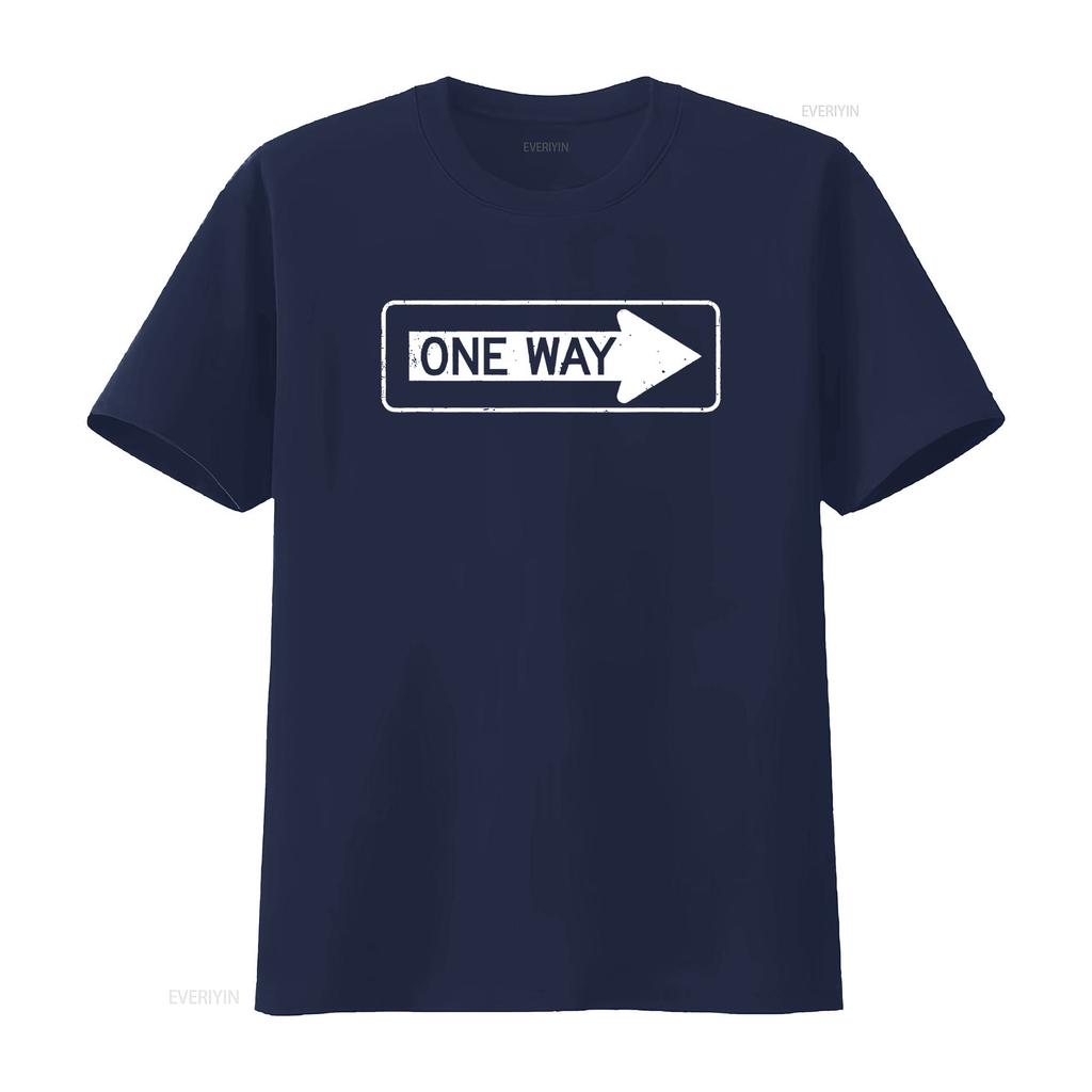 Футболка с принтом 'One Way Sign' винтажная стирка уличный стиль Унисекс Слегка удобный Эластичный топ для повседневной носки Повседневный Мягкий с графическим принтом