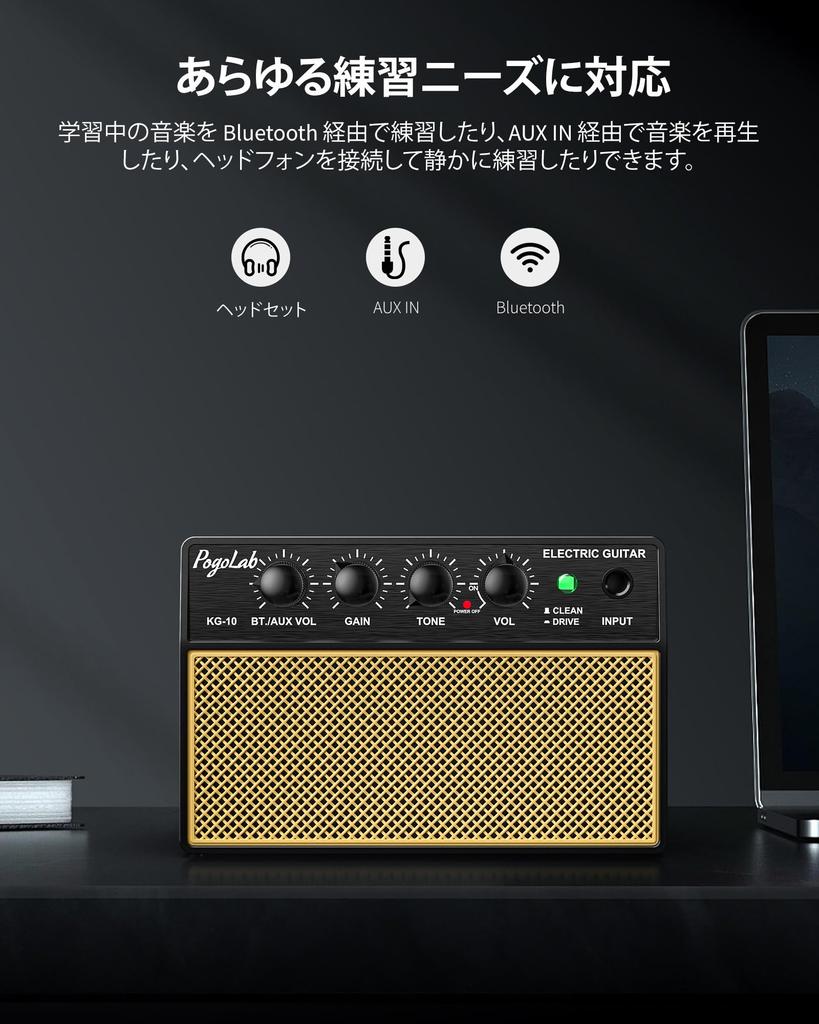 10W Mini Guitar Amplifier for Practice, Bluetooth, Clean/Overdrive, and Eve Channels, Headphone Jack