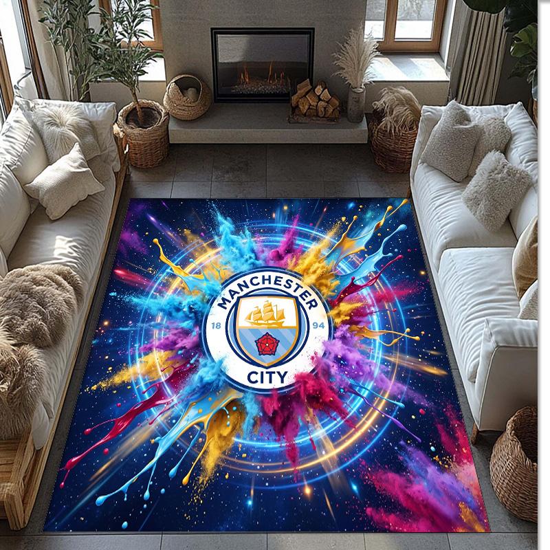 Фланелевый ковер с принтом Manchester City, нескользящий, мягкий, из полиэстера, для пола, декоративный коврик для спальни, гостиной, дивана