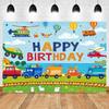 Cartoon Train Theme Birthday Party Decoration Number Balloons Cake Topper Transportation Vehicles Backdrop Banner Party Supplies