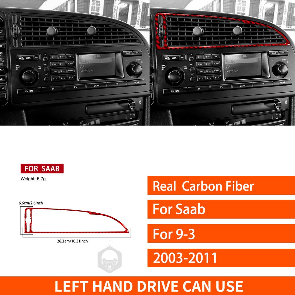 For Saab 9-3 2003-2011 Real Carbon Fiber Sticker Center Air Conditioning Vent Panel Cover Car Accessories Interior Decorative