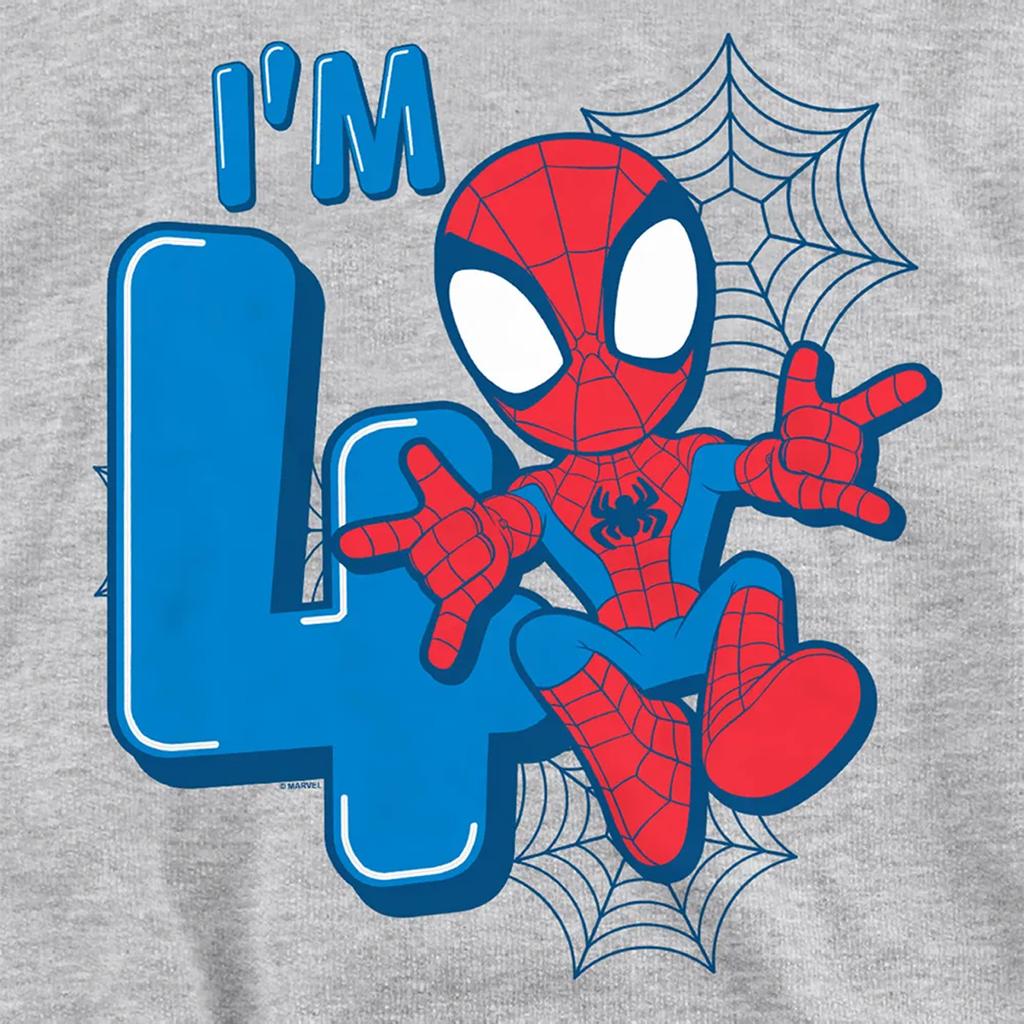 Spider-Man Childrens/Kids Heather Pull Over 4th Birthday Hoodie