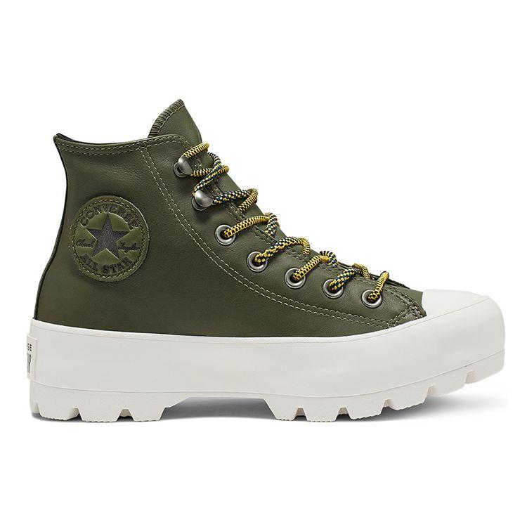 Converse Lugged Comfortable Mid-Top Canvas Shoes Women Sneakers Army-Green 566154C