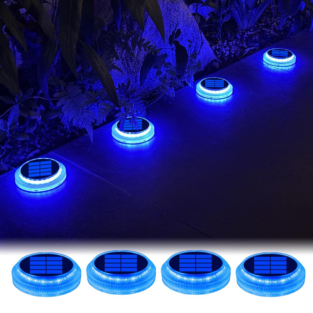 PC Solar Powered Garden Pathway Patio Light 4 Pack IP68 Outdoor Step Security LED Fence Lights