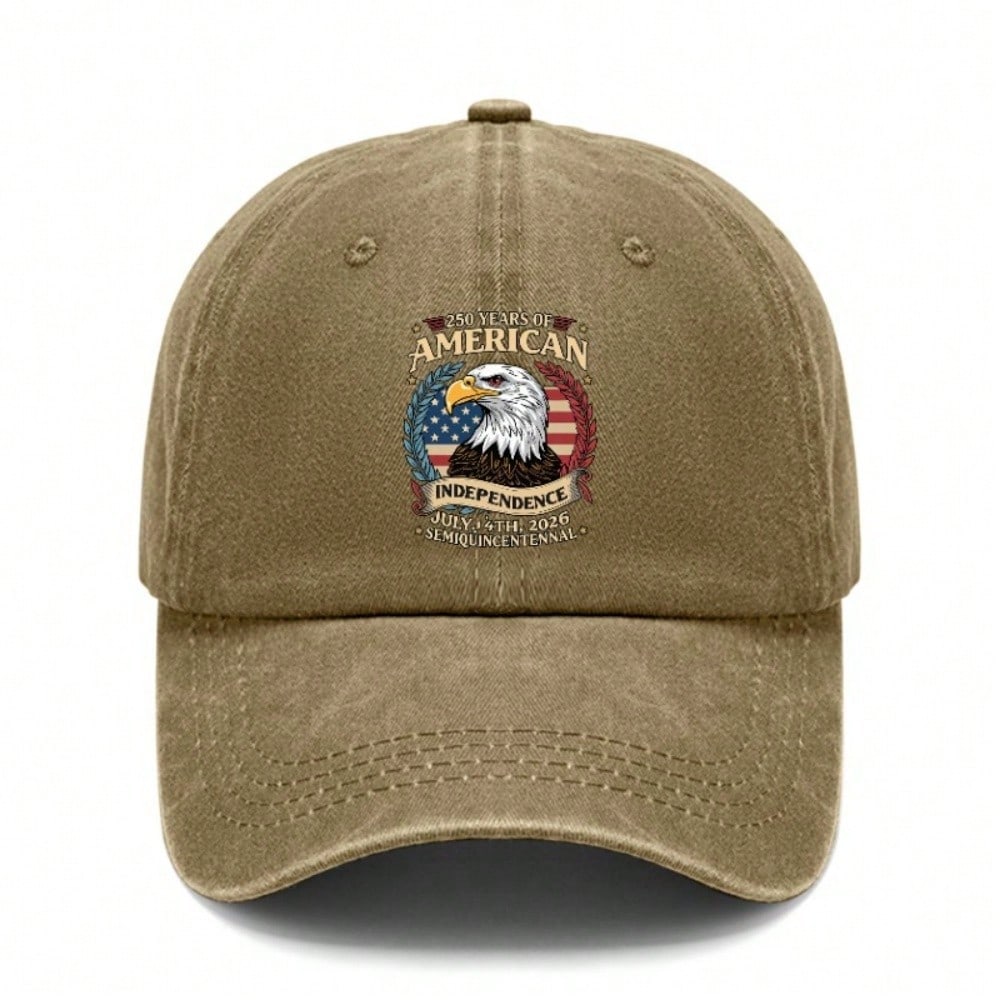 [American Independence Baseball Hat] Unisex 250Th Anniversary Eagle & Flag Print Lightweight Adjustable Polyester Patriotic Casual Outdoor Sports Cap