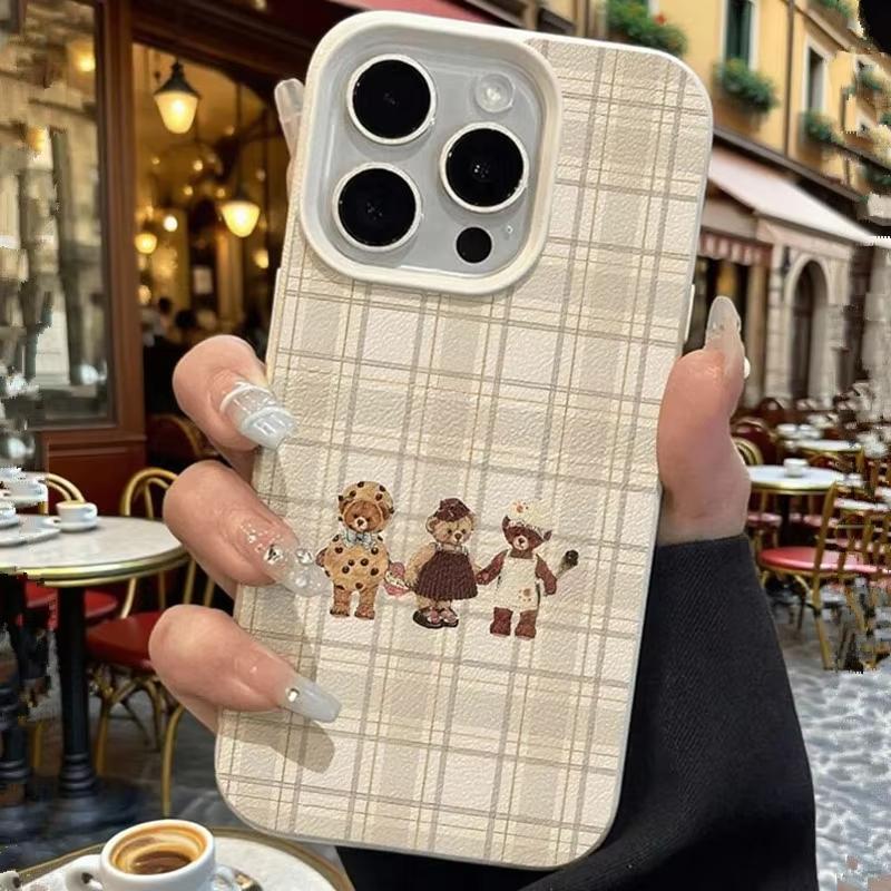 Мультяшный чехол для телефона «Три медведя» для iPhone 11 12 13 14 15 16 17 Pro Max XS X XR 16E 17E Plus 17 Air Милый ударопрочный мягкий чехол