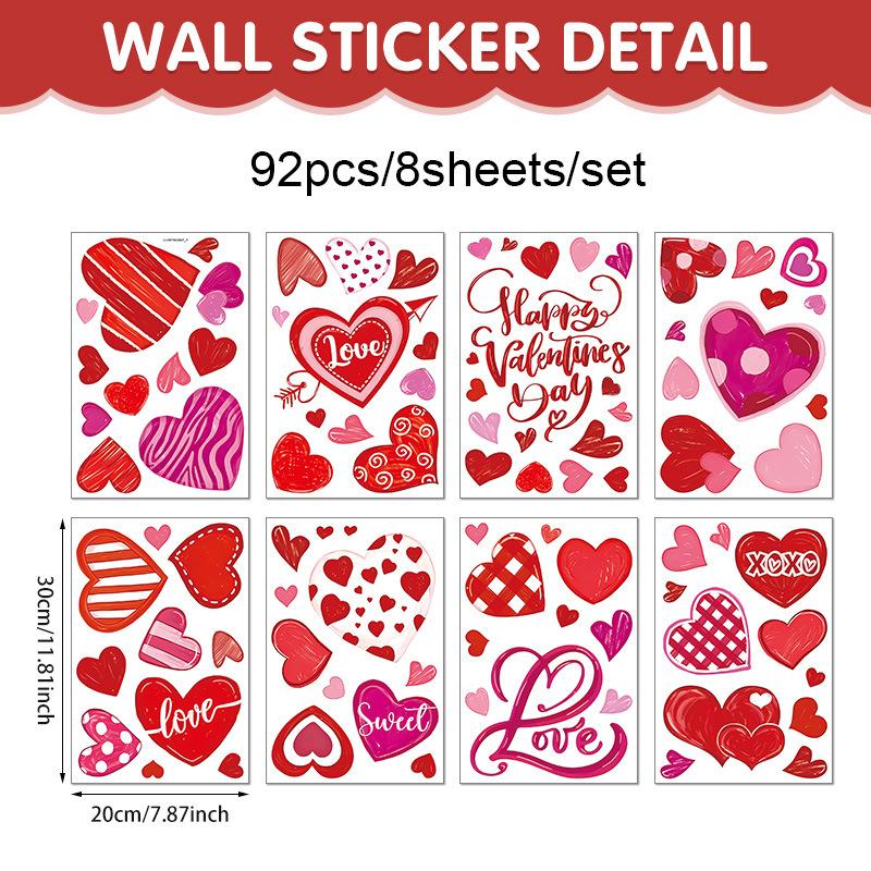M-Heart Shaped Wall Window Stickers Valentine's Day Festive Party Wedding Atmosphere Decorations For Home Party Shop Restaurant