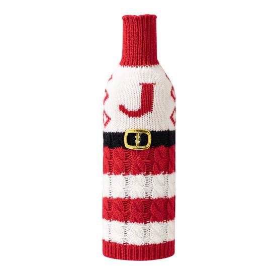 Рождественский чехол для бутылки вина, многоразовый вязаный чехол с буквами, праздничный декор стола