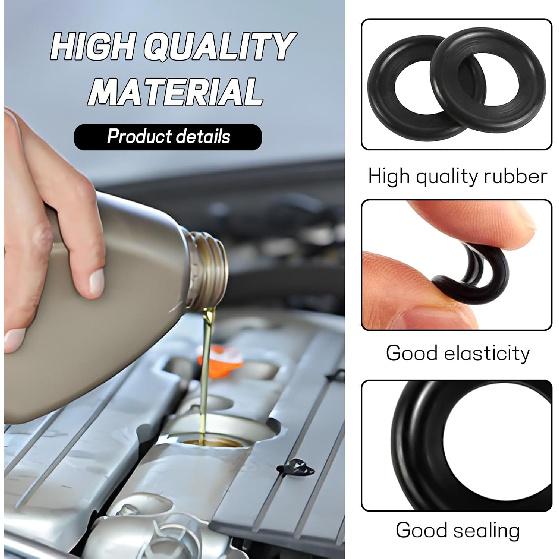 25PCS Rubber Oil Drain Plug Gasket, M12 Car Oil Drain Plug Washers Seal Gasket, Engine Oil Pan Drain Plug Seal Replacement, 12616850 3536966 Black
