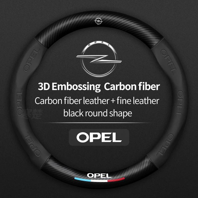 AAHV1 For Opel OPCline ASTRA CORSA INSIGNIA MOKKA VECTRA GTC Tigra Carbon fiber Leather Car Steering Wheel Cover Anti-Slip Accessories