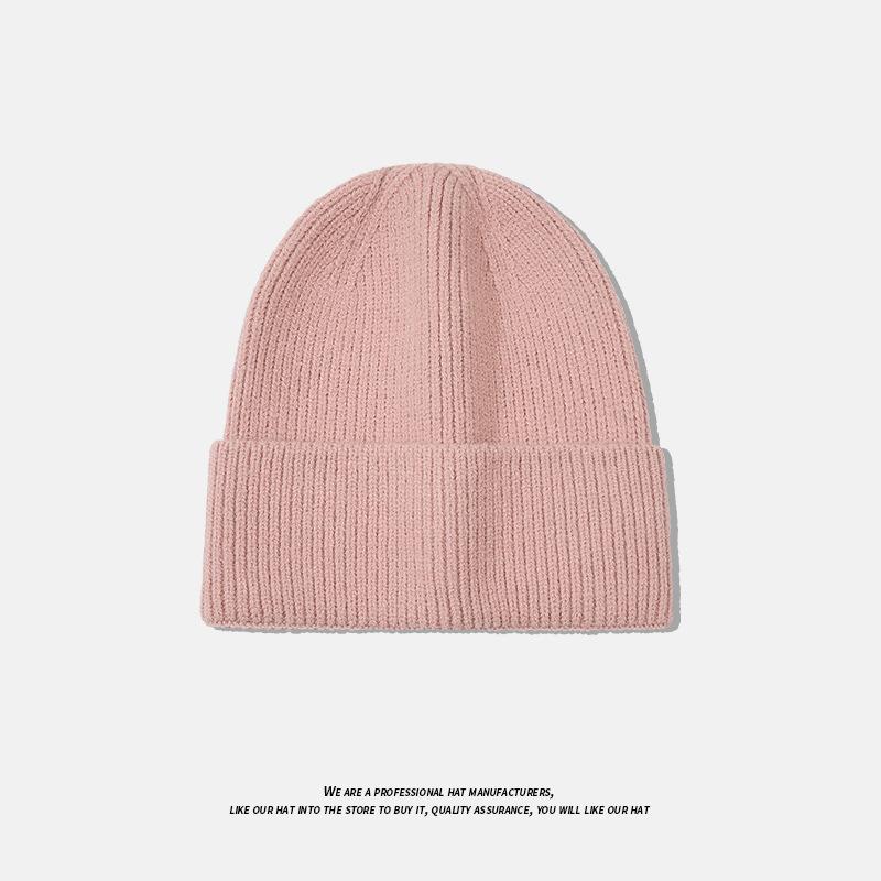 Solid Color Thickened Knitted Hat for Men In Autumn and Winter Warm Baotou Cold Hat Couple Versatile Casual Large Head Circumference Woolen Hat