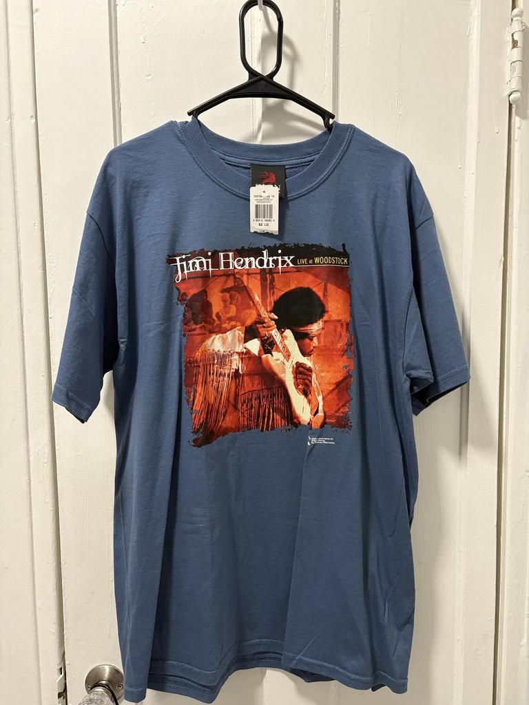 Vintage Jimi Hendrix Live At Woodstock Shirt Mens Large Blue Tee Zion Rootswear